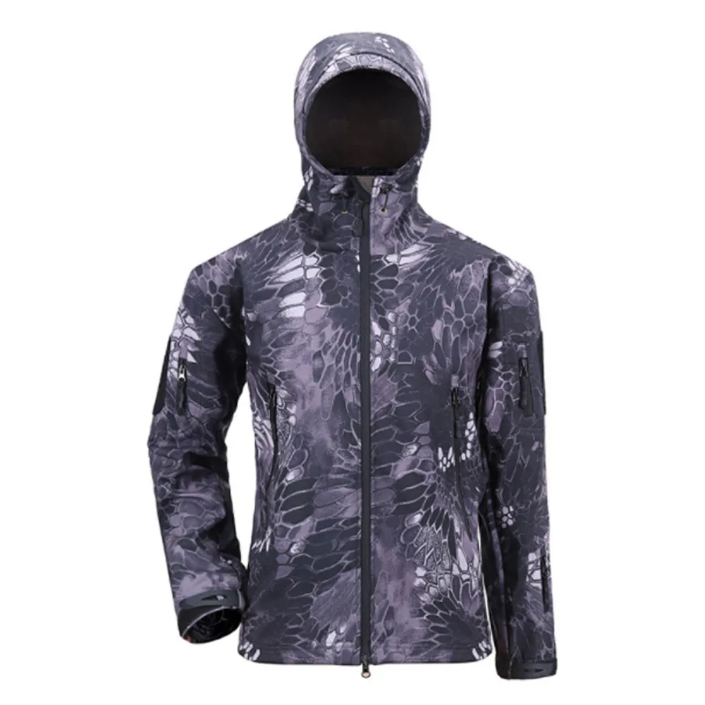 

Outdoor sports camping tactical windproof Mens' Autumn Winter Long Sleeve Zipper Patchwork Hooded Sweatshirt Cardigan Tops