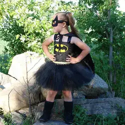 Фантастические Костюм с Бэтменом для юбка-пачка для девочек платье с маской детское платье для дня рождения Хэллоуин Карнавал party