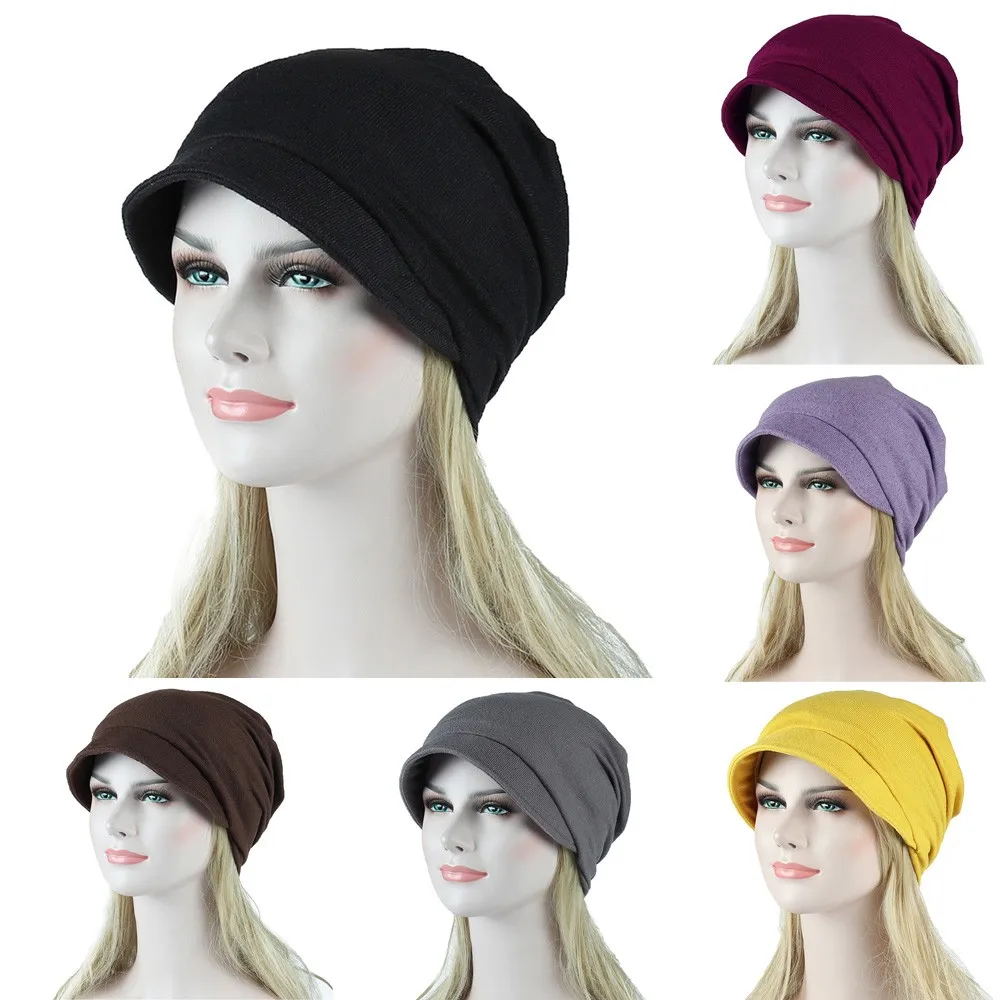 

Women Soild India Muslim Stretch Turban Hat Camouflage Hair Loss Head Scarf Wrap