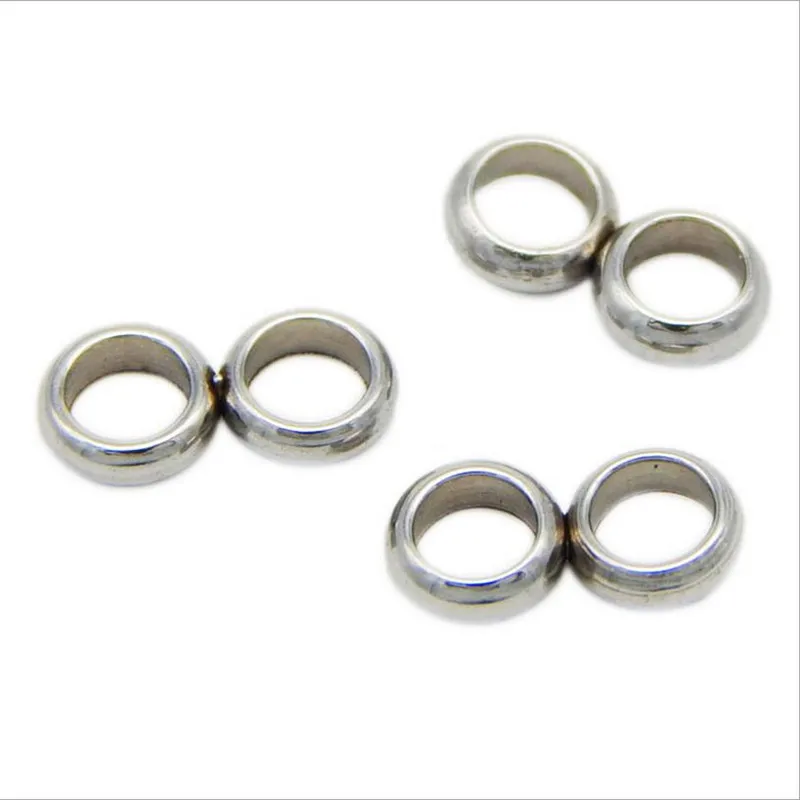 

20pcs/lot Stainless Steel Double Spacer Ring Beads fit 2/3/4mm Leather Cord Bracelet Necklace Handmade DIY Jewelry Making Z418