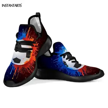 

INSTANTARTS Cool Paint Football/Soccer/Basketball Print Woman's Running Shoe Lace Up Mesh Knit Sneakers Trainer Sports Gym Shoes