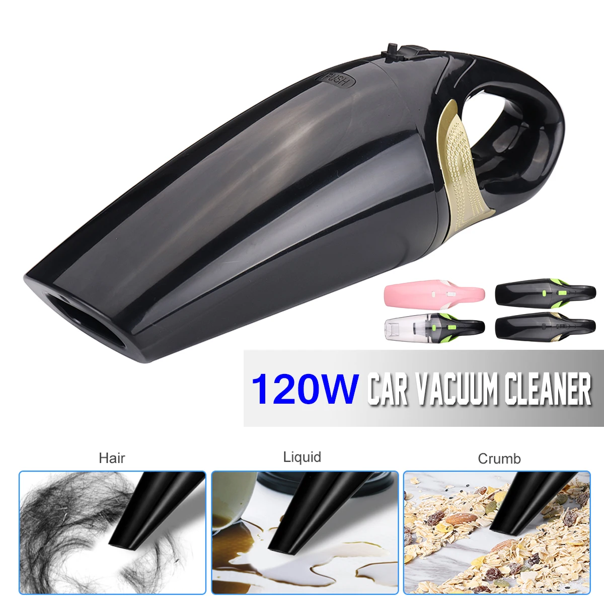 

120W Handheld Car Home Cordless Rechargeable Dust Vacuum Cleaner Dry Wet Use Colors Detachable For Car House Cleaning Filtration