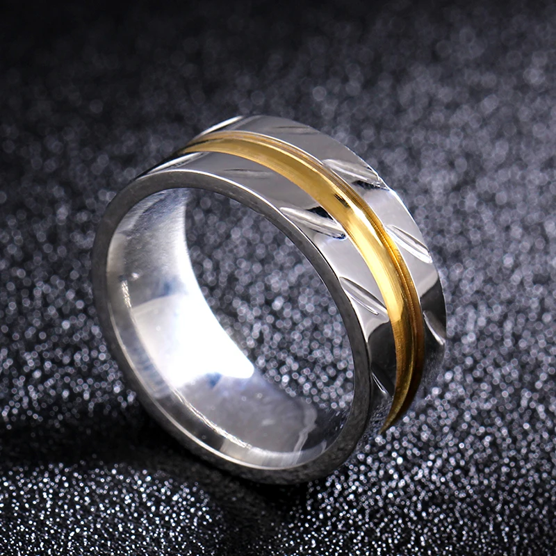 

8MM Never Fade 14KGP 316l Stainless Steel Ring Titanium Steel Engagement titanyum ring