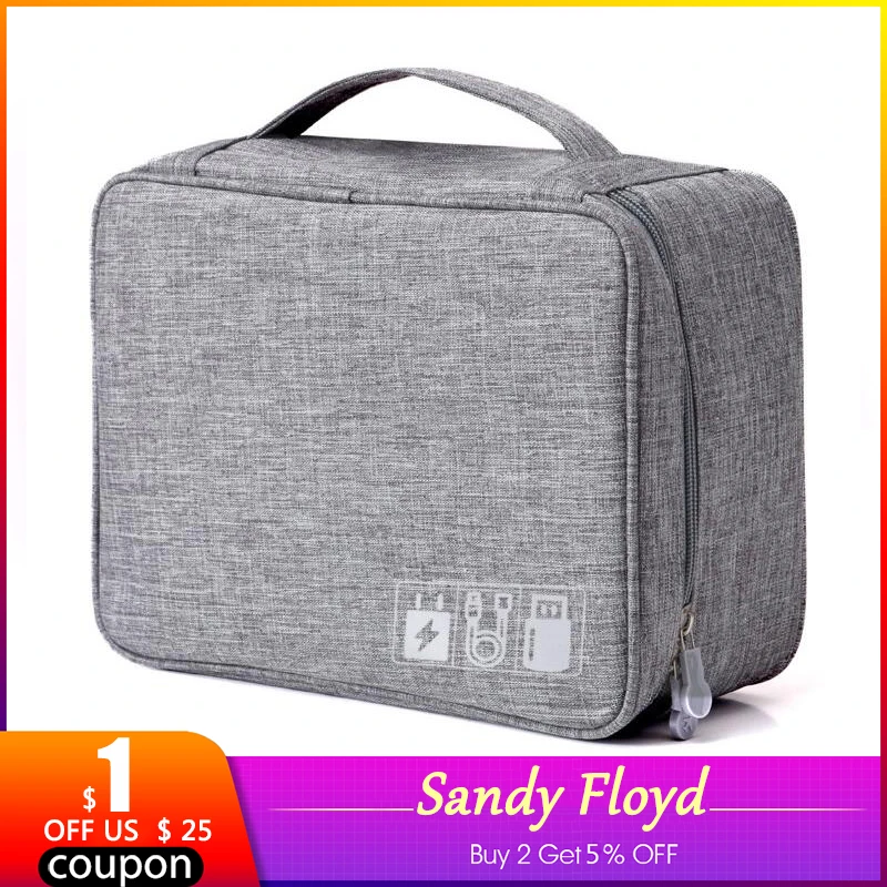 

SandyFloyd Travel Storage Bag Electronic Accessories Digital Gadget Devices Divider Organizer Kit Data Cable U Disk Power Bank