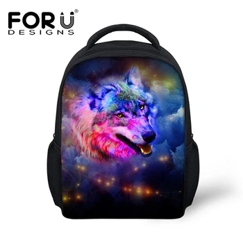 

FORUDESIGNS Wolf Cat Printing Kids Baby Schoolbags,Preschool Boy Girls Small School Book Bag,Mini Children Kindergarten Backpack