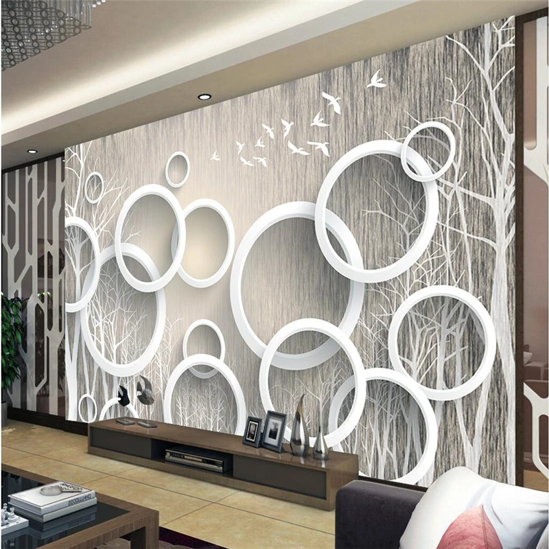 

papel de parede Custom Wallpaper 3D Mural Wall Stickers Art Abstract Woods 3D Living Room TV Walls