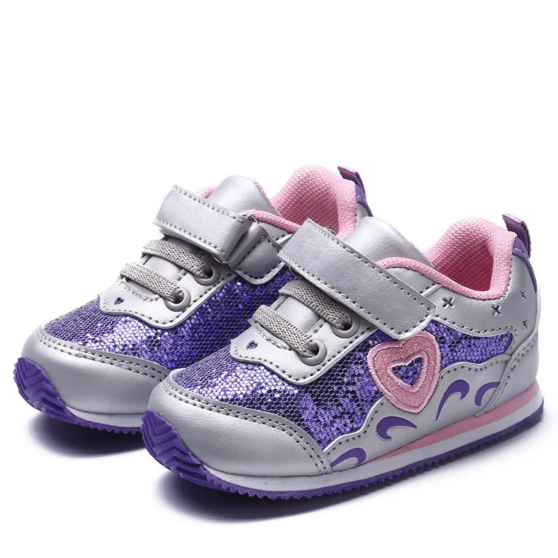 Mumoresip 2019 демисезонный обувь для девочек спортивные мягкие легкие Бег Спортивная обувь модные блестящие кожаные блёстки обувь для