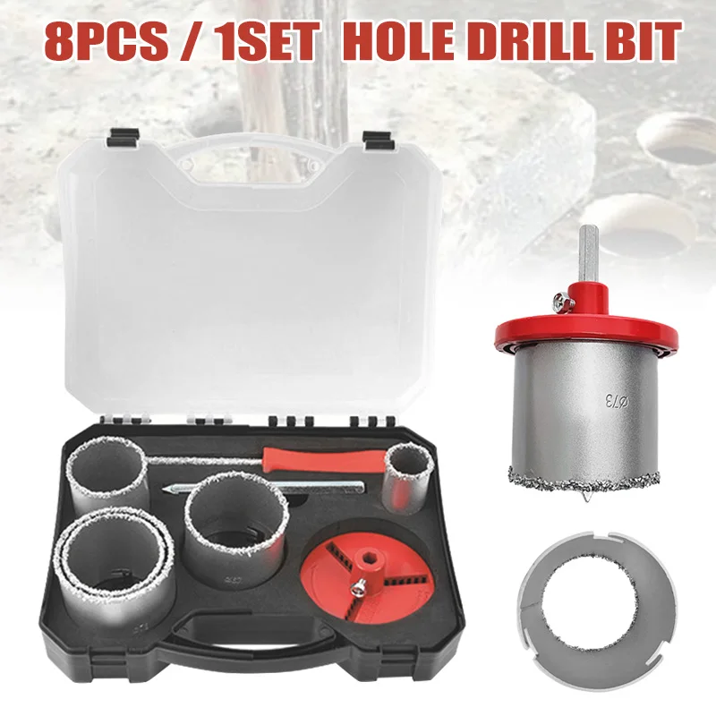 

8Pcs Tungsten Carbide Hard Alloy Grit Hole Saw Tile Opener Set Reamer Drill Bits LKS99