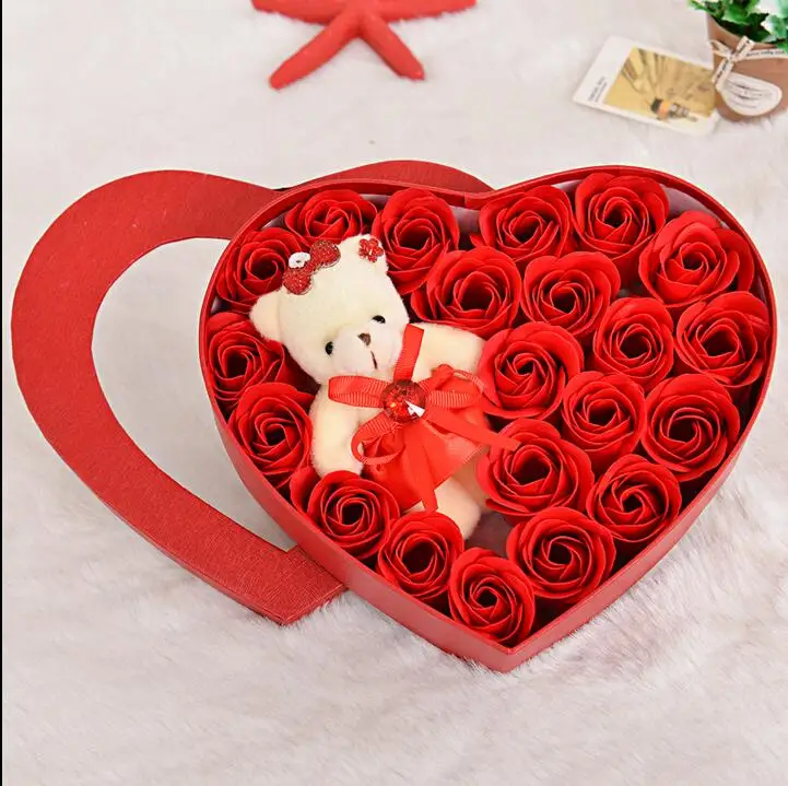 Декоративные цветы венки в форме сердца розы мыло цветы день рождения творческий подарок ко Дню Святого Валентина