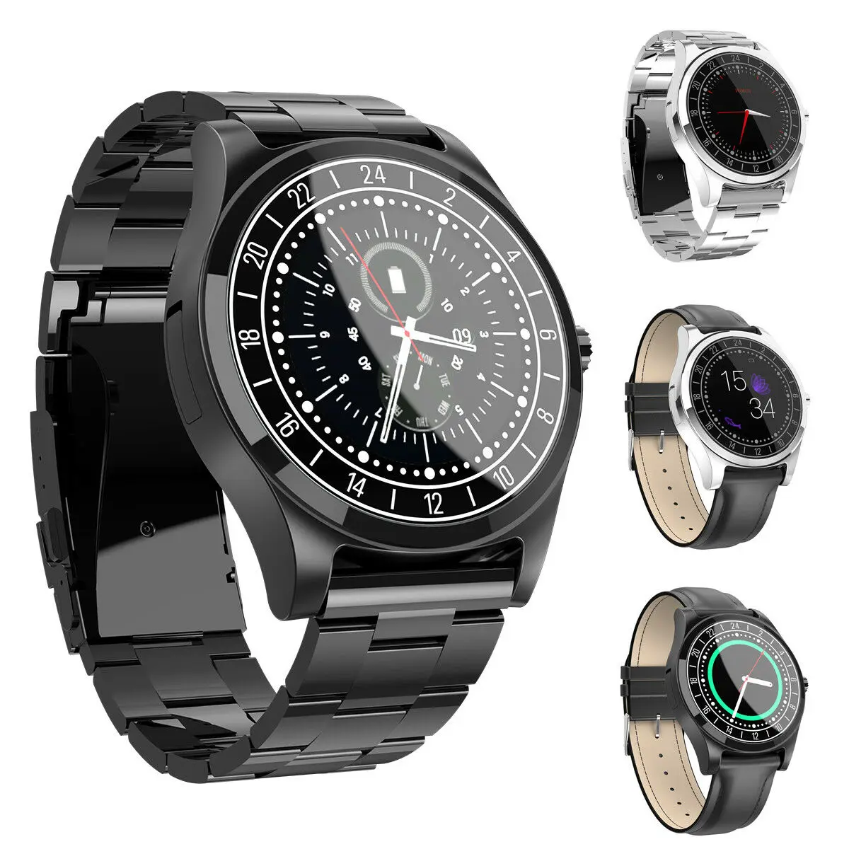 

Bluetooth Smart Watch Sport Heart Rate Blood Pressure Monitor For iOS Android Business Watches