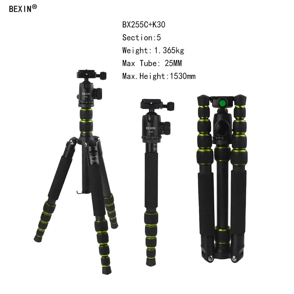 

BEXIN Carbon Fiber lightweight profession protable camera Ball Head Tripod with detachable monopod for DSLR Camera