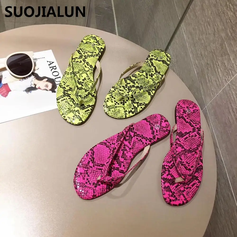 snake print flip flops