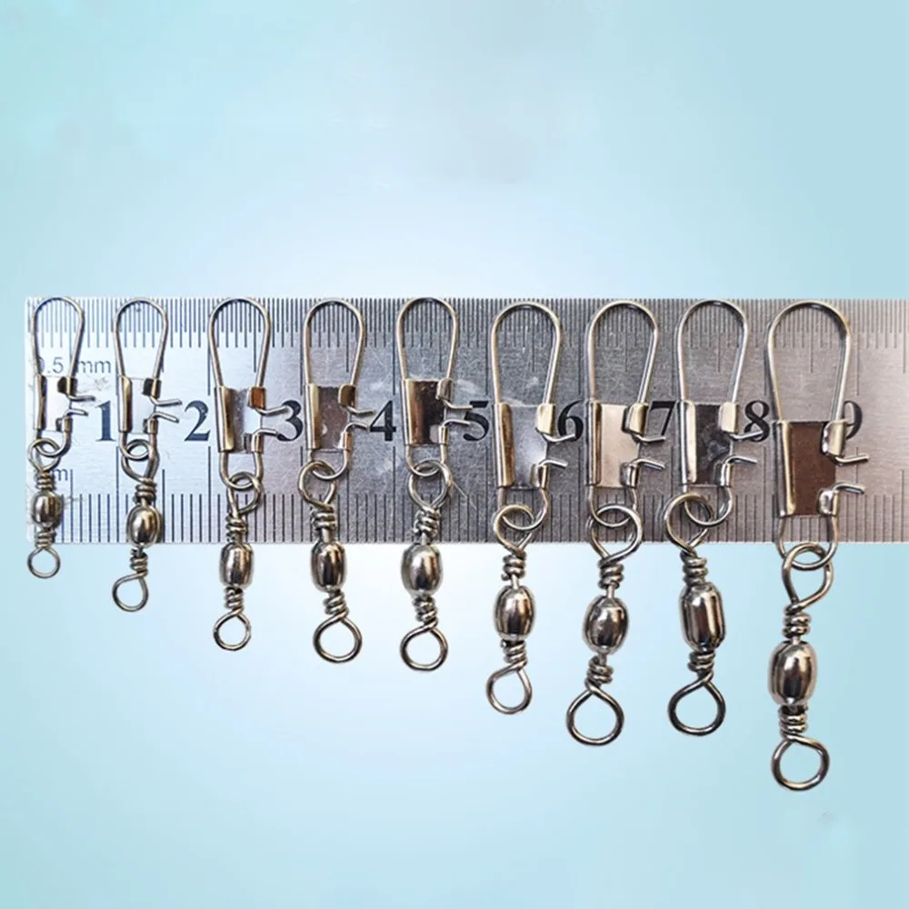 

FISH 100PCS/Lot Fishing Connector Pin Bearing Rolling Swivel Stainless Steel with Snap Fishhook Lure Tackle NEW