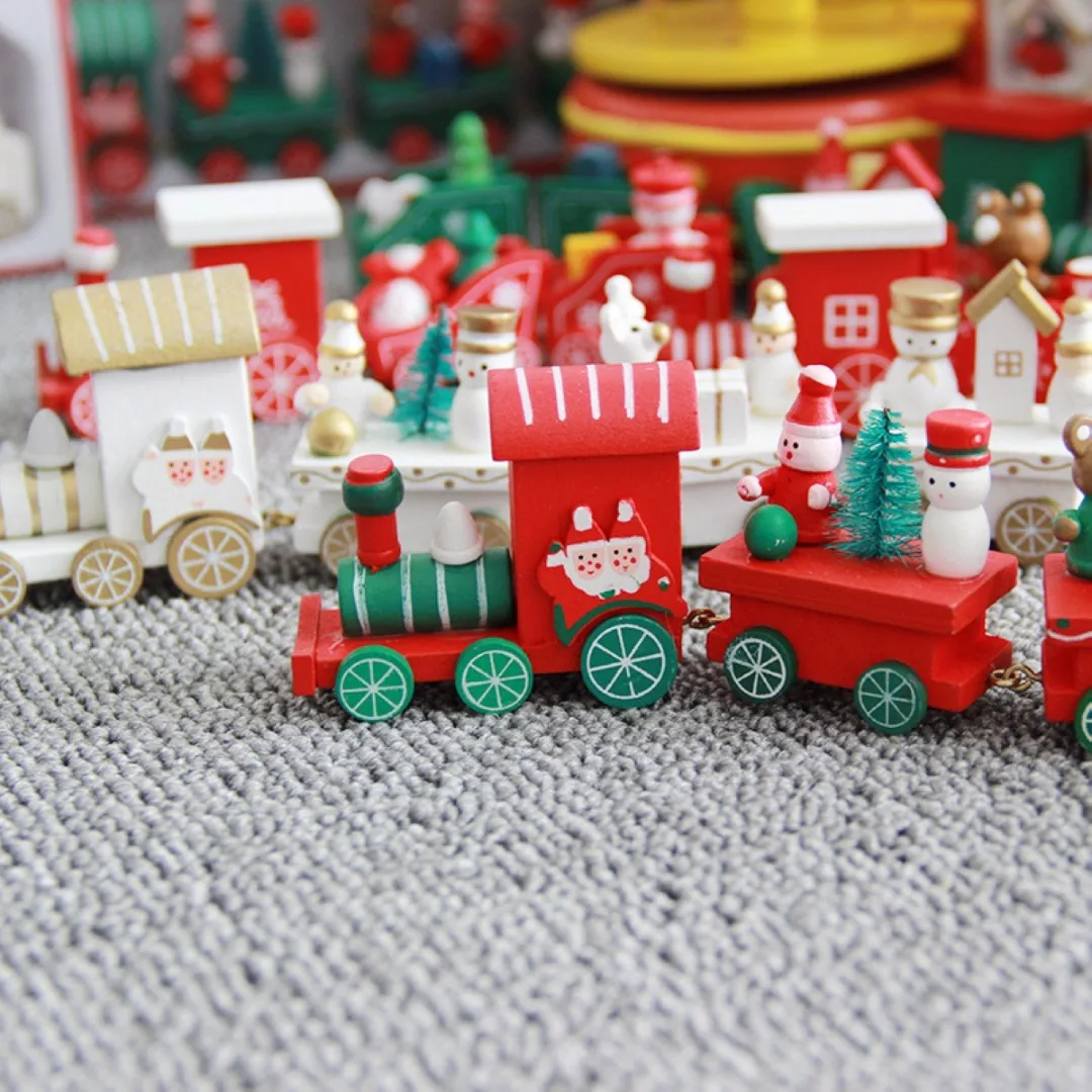 New Christmas Creative Wooden Train Santa Claus Festival Ornament Kids Gift Toy New 2 Color