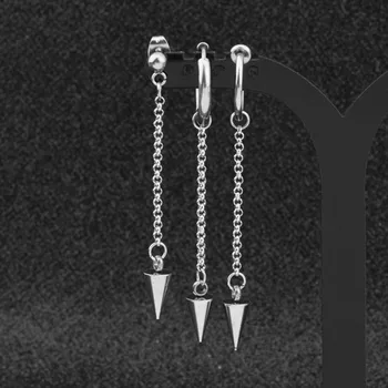 

Simple KPOP DNA Korean V Bangtan Boys Punk Style Tassel JIMIN Taper Chain Stud Earrings For Men Women Statement Jewelry