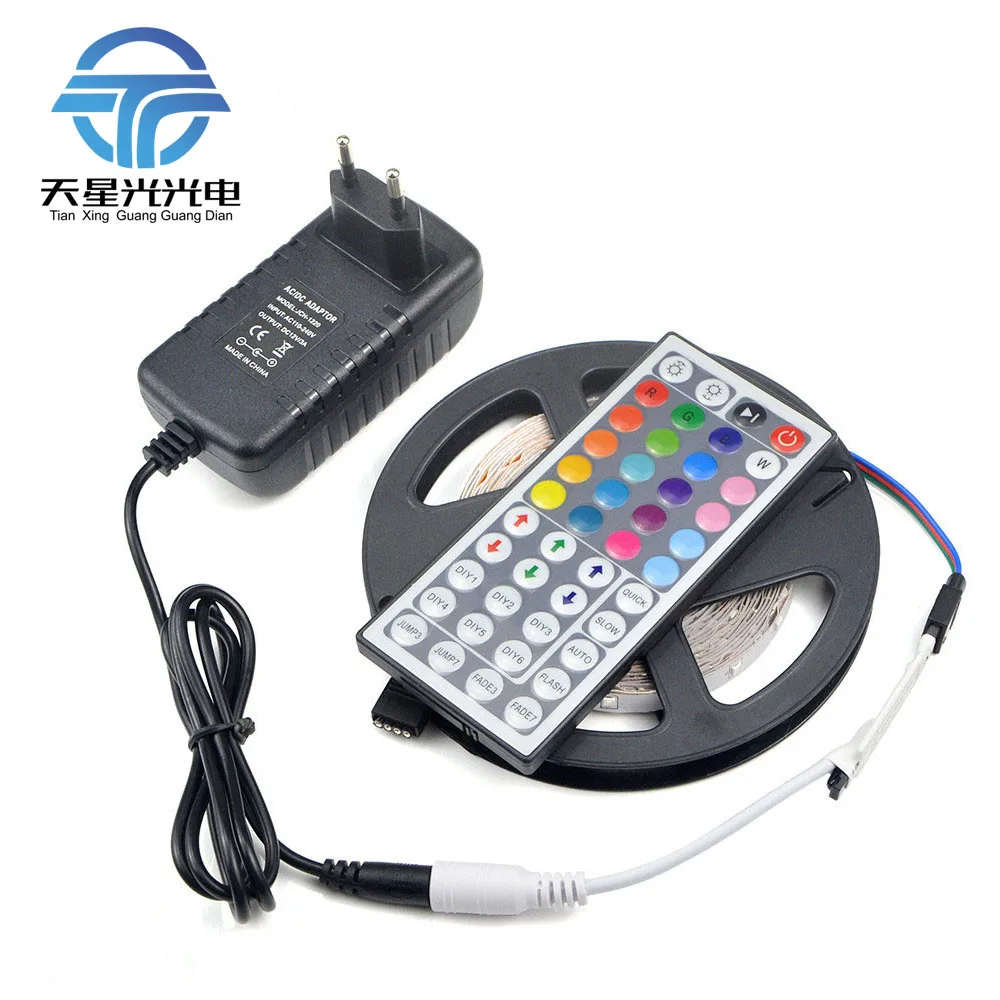 #cheap TXG SMD2835 5M 300 leds RGB Ribbon LED Strip light + 44 Key IR Remote Controler + 3A DC12V Power Supply Adapter