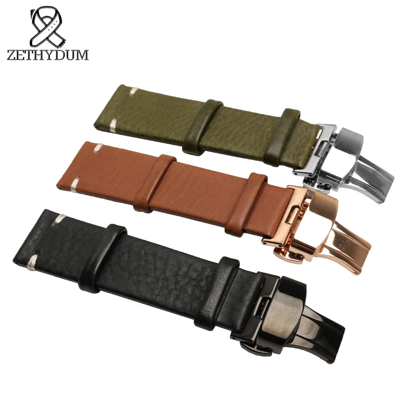 Wholesale genuine leather watch strap 14 16 18 20 22 mm stitched