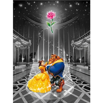 

2020 Diamond embroidery Diy diamond Painting Cross Stitch Beauty And Beast Wedding Decoration 5D Needlework diamond MosaicZP-294