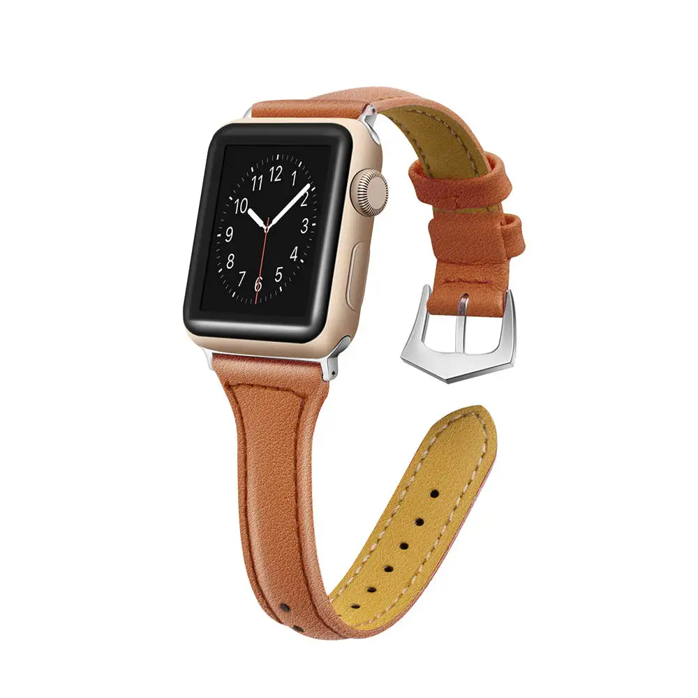 Ремешок из натуральной кожи для Apple Watch 38 мм 42 мм 40 мм 44 мм Смарт-часы для i watch series 4 3 2 1 женский браслет - Цвет ремешка: Brown