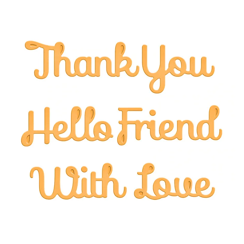 

YaMinSanNiO Words Thank You/hello Friend/with Love Metal Cutting Dies Scrapbooking for Card Making DIY Embossing Cuts New Craft