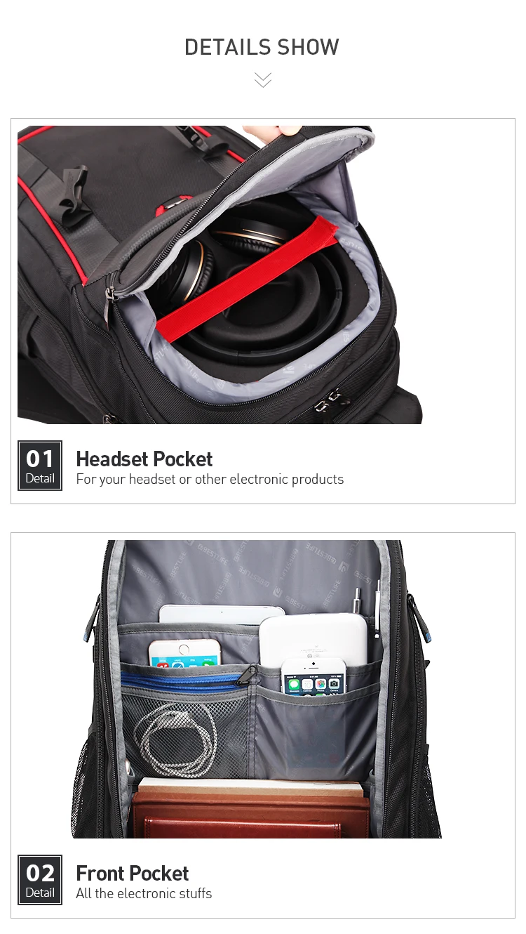 BESTLIFE, 3D рюкзак для путешествий, большая вместительность, 17,3, сумка для ноутбука для мужчин и женщин, игровой рюкзак для альпинизма, водонепроницаемый рюкзак Mochila 36L