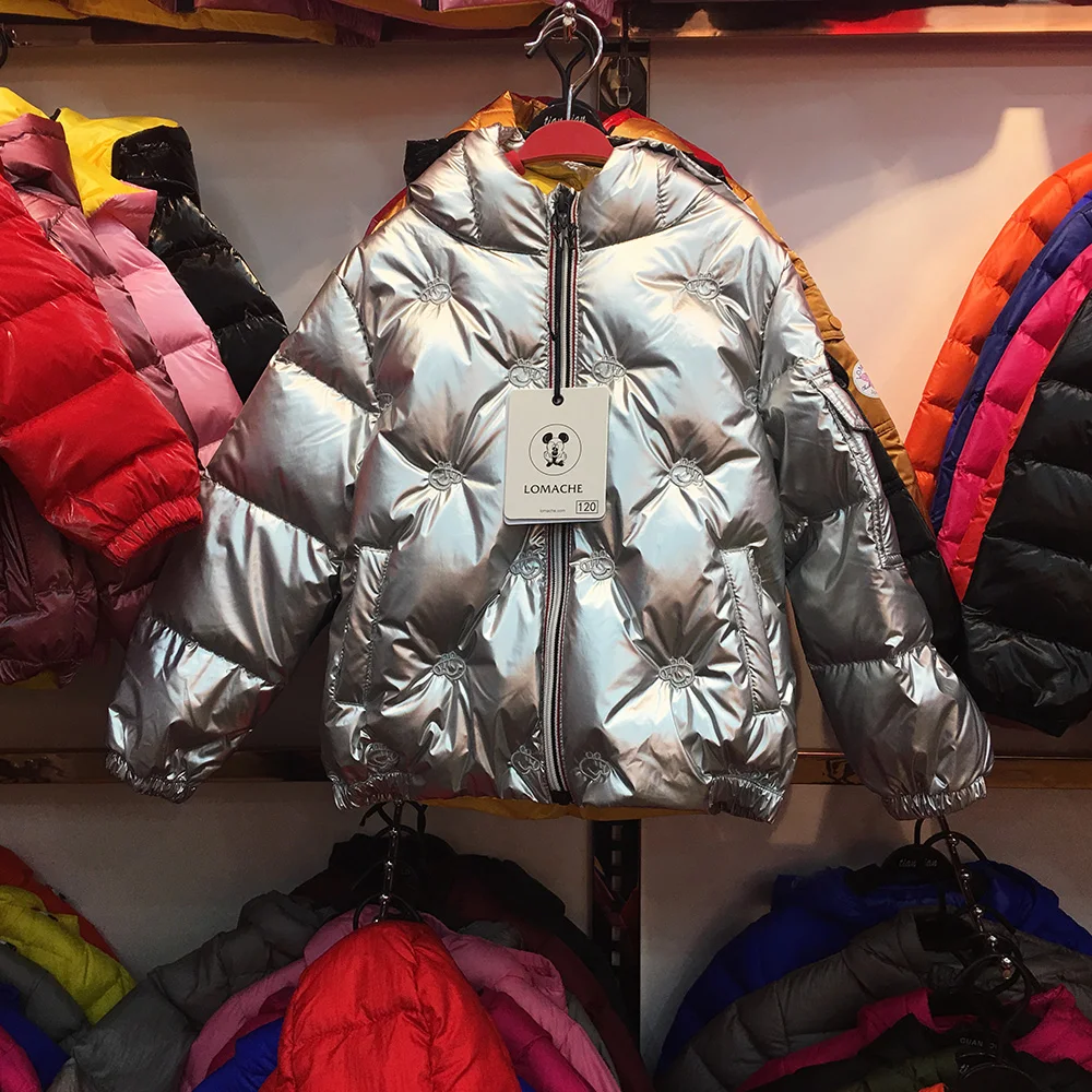 

Boys Girls Winter White Duck Down Jacket Kids Solid Down Coat Children Hooded Warm Thick New Down Jacket Sliver Pink black red