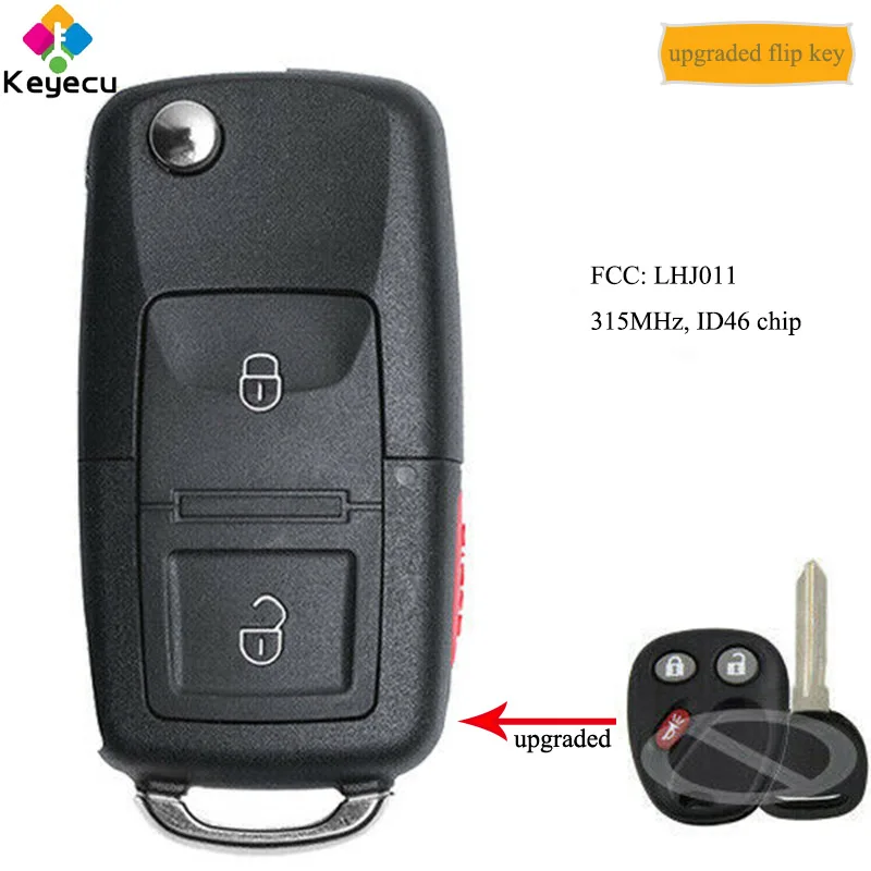 

KEYECU Upgraded Flip Remote Key With 315MHz & ID46 Chip - FOB for Chevrolet Tahoe Suburban Ssr Silverado Avalanche 03-06, LHJ011