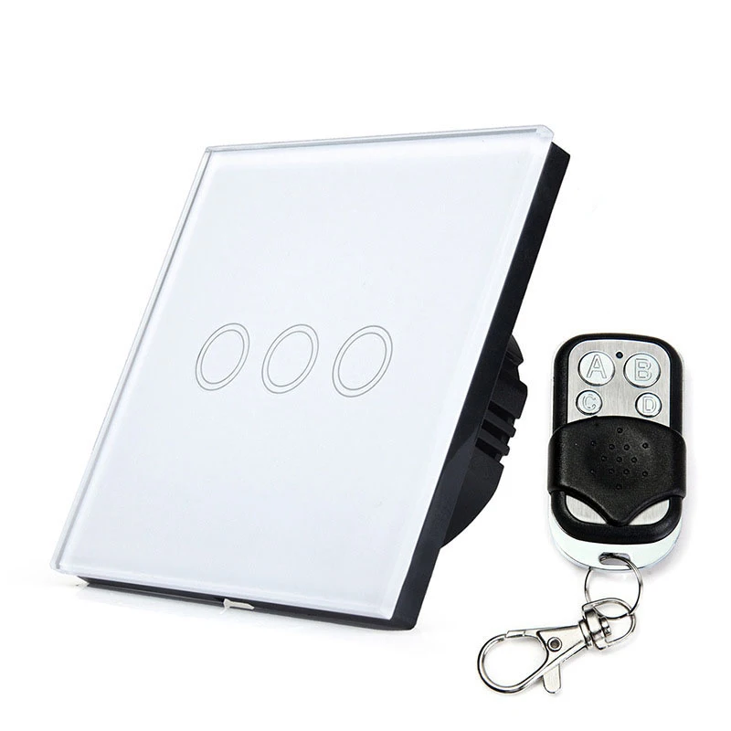 

Elite KiIter EU/UK Standard 3 Gang 1 Way Wireless Remote Control Light Swiches, Smart Home Remote Control Touch Wall Switch