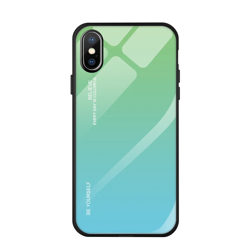 Градиентный чехол из закаленного стекла для iPhone XS Max XR X, цветной чехол для телефона, защитный чехол для iPhone 6, 6 s, 7, 8 Plus, 11 Pro, Max 10 - Цвет: 6