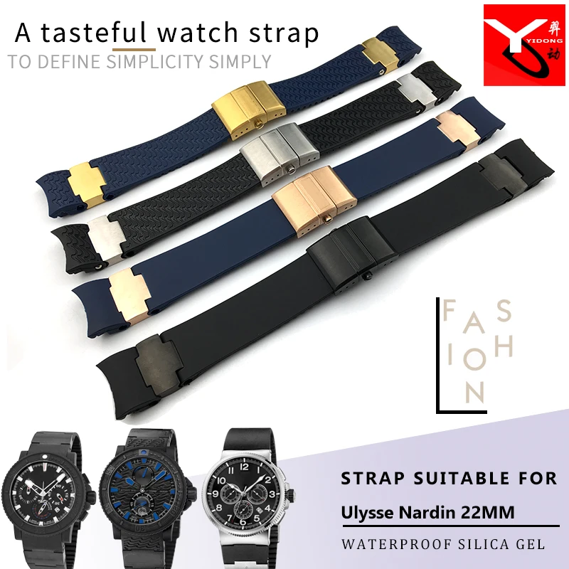 22mm Silicone Rubber Belt Waterproof Watch Strap Special for Ulysse Nardin DIVER 263 men's mechanical watch accessories 22mm Silicone Rubber Belt Waterproof Watch Strap Special for Ulysse Nardin DIVER 263 men's mechanical watch accessories