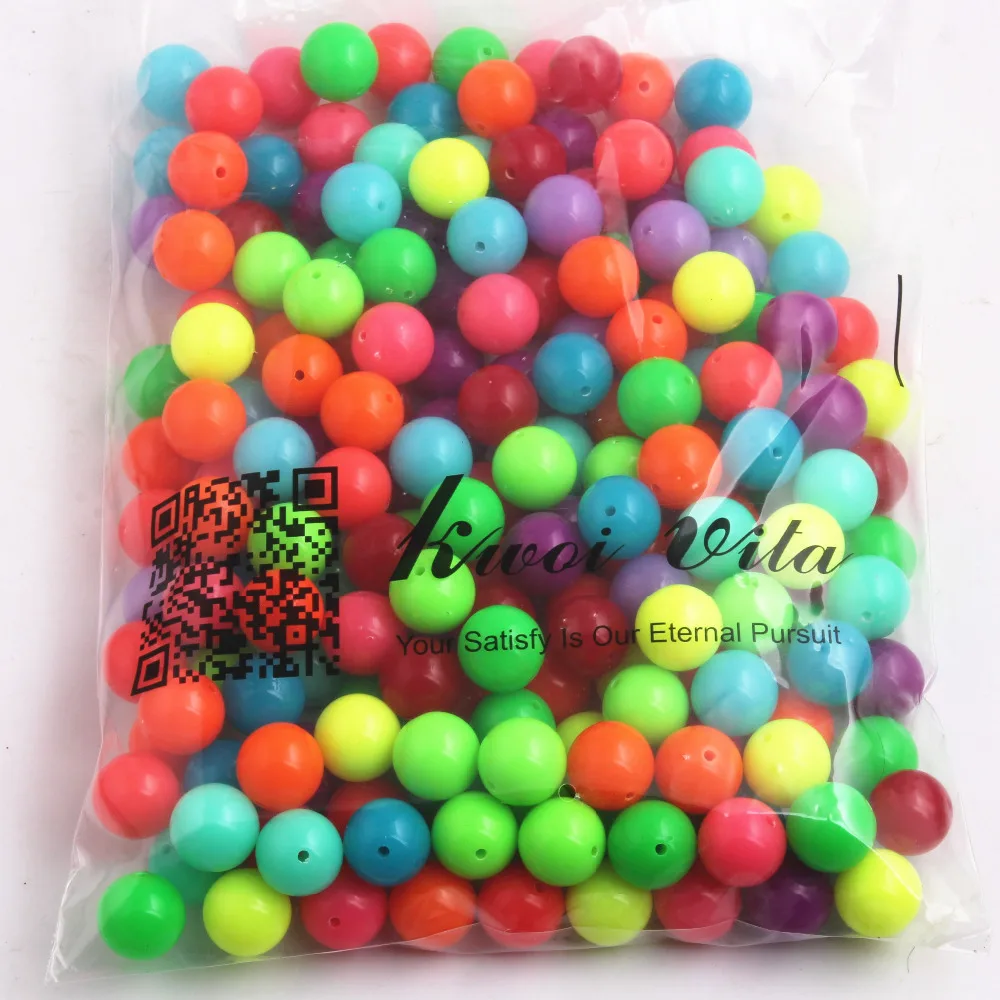 

Kwoi Vita Cheap Chunky Plastic Acrylic Neon Solid beads For Wholesales Fashion Necklace Making 6MM to 20MM