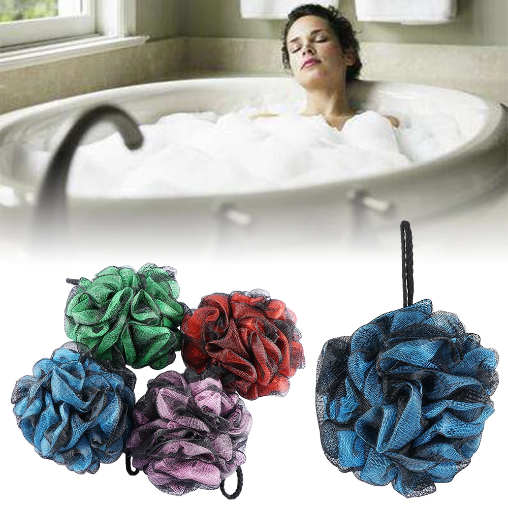

Rich Bubble Double Color Soft Bath Ball Flower Brush Tubs Scrub Shower Body Cleaning Mesh Wash Sponge Bathroom Accessories Brush