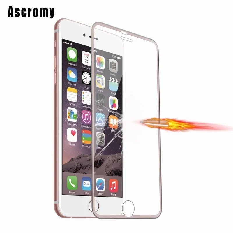 Ascromy для iPhone 6 S полное покрытие защита экрана 3D изогнутый край металлическая