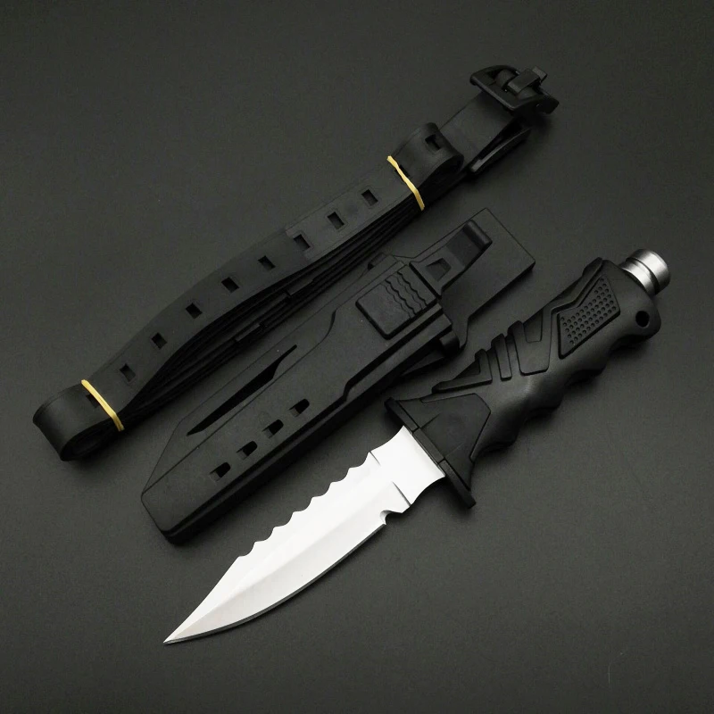 

Mengoing Black Scuba Diving Knife 440c Steel Blade Leggings Knife with ABS Sheath Best for Snorkeling, Hunting, Water Sport