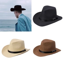 Мужские и женские крутые Западные Ковбойские шляпы джентльмен ковбойская джазовая церковь сомбреро Защита от солнца Панамы кепки Ретро винтажные аксессуары пряжка