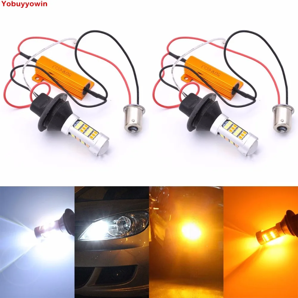 1156 BA15S 1141 7056 P21W Белый/янтарный горки светодиодный поворотник светильник Canbus Error Free