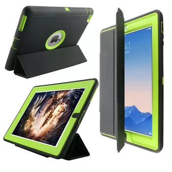 

For Apple iPad 4 / 3 / 2 Kids Safe Armor Shockproof Full Body Smart Sleep Hard Case Cover W/ Bulit-in Screen Protector