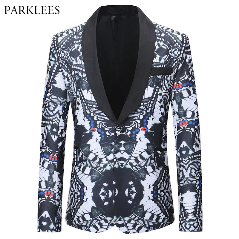 

Floral Print Suit Blazer Men Chinese Style Fashion One Button Mens Dress Blazers Jacket Wedding Party Veste Homme masculine XXXL