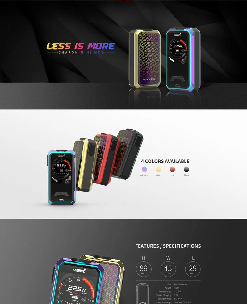 Pre-Sale Original Electronic Cigarettes Mods Smoant Charon Mini Mod 225w Big Output Dual battery Vaporizer VS SMOK Mag Mod Vape  (1)