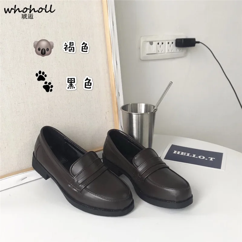

Japanese Academy Style Joker Female High School Students Brown and Black Shoes Animation Maid Universal lolita JK Uniform Shoes