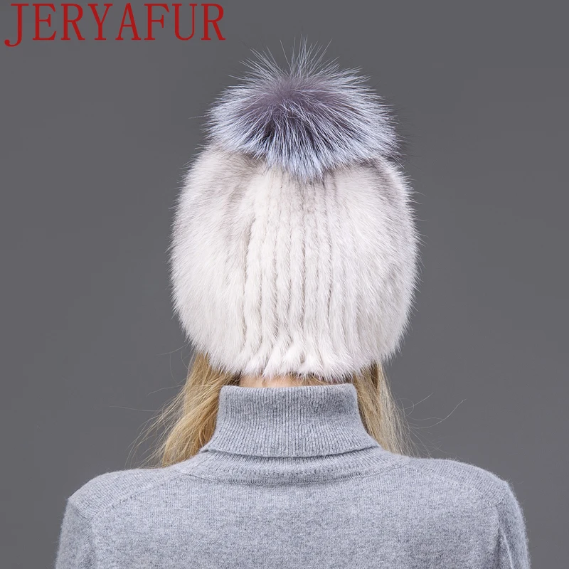 new Woman's style fur hat mink fur fox fur ball hat factory direct sales winter ski hat warm hat