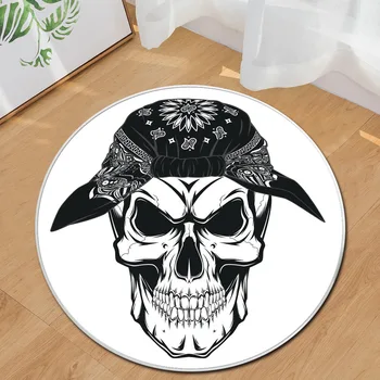 

Modern New Carpet Round skull Carpets Soil Green Blue Carpets Home Hotel Floor Decoration Bedroom Living Room Foot Pads Rugs