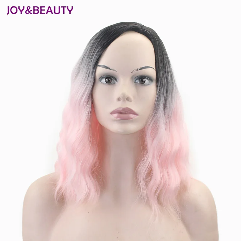 JOY& BEAUTY черные розовые окрашенные градиентные короткие кудрявые волосы 16 дюймов короткие волосы поддельные высокотемпературные волокна синтетические волосы женский парик