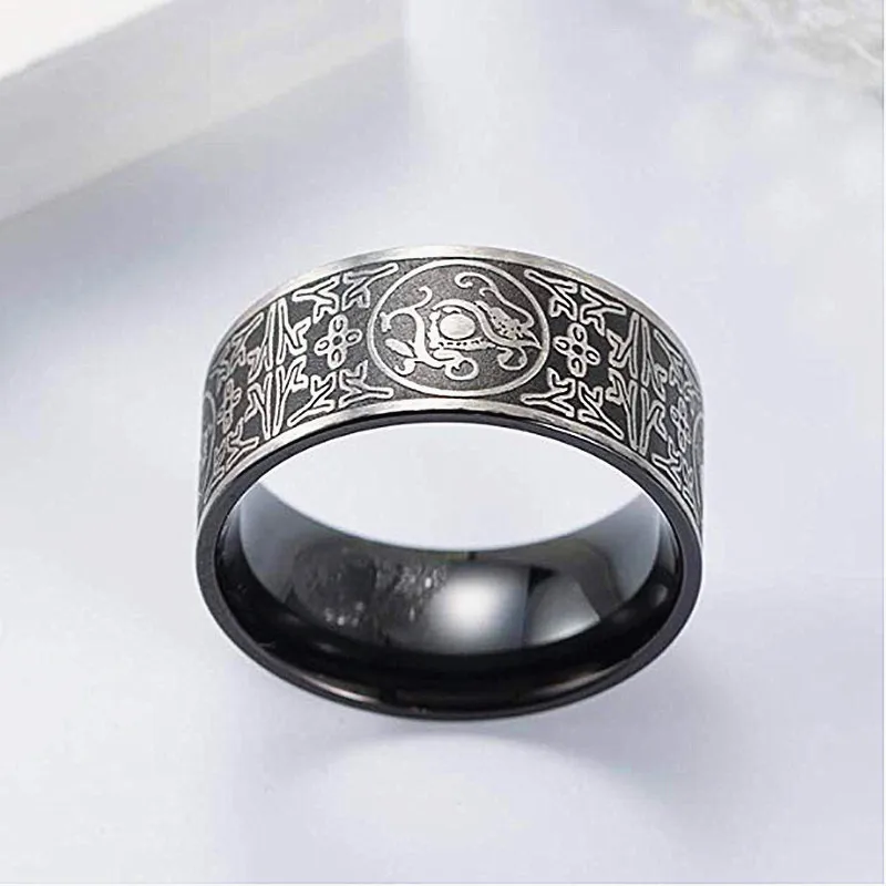 KLDY Viking мужское кольцо из нержавеющей стали, кольцо с драконом для мужчин, байкерские ювелирные изделия в китайском стиле, круглые мужские кольца с четырьмя зверями