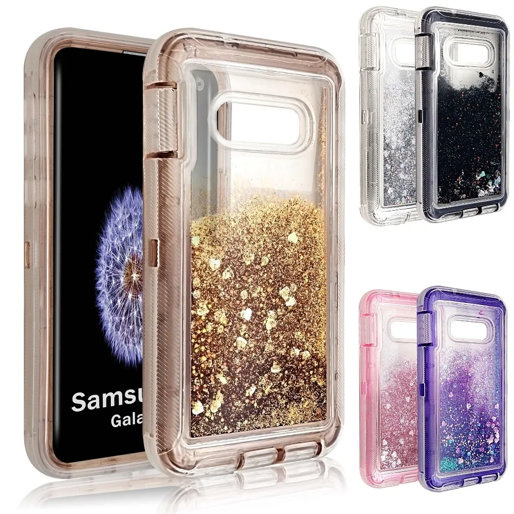 

Liquid Bling Case For Samsung Galaxy S10 S10e S10+ s8 s9 Plus Quicksand Shockproof Waterfall Glitter clear Girl Women Rubber