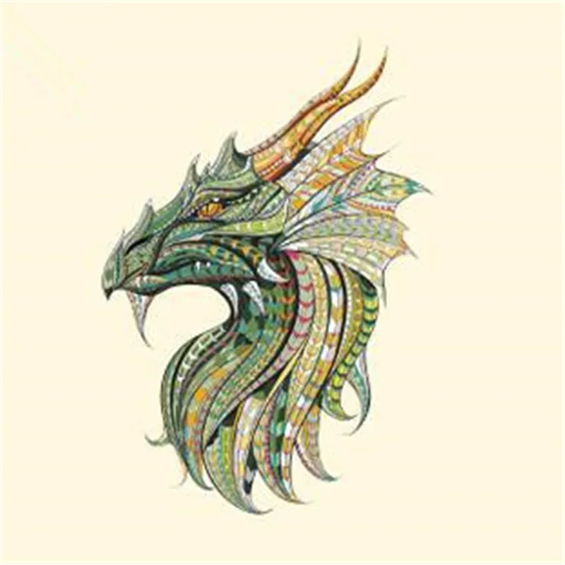 

Clothes printed cool patch deal with it dragon head pattern Heat transfer printing Iron on patches for clothing Diy design logo