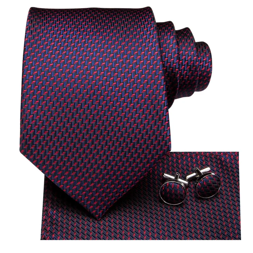 C 3123 Hi Tie Шелковый мужской галстук фиолетовый носовой платок запонки набор модный