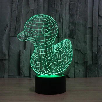 

Small duck shaped 3D Optical Illusion Lamp multi-color light for kids room decoration