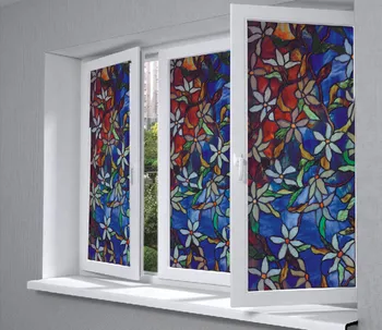 

Glass Window Privacy Film Textured Floral Security Static Cling Home Garden Decorative Film 36.2''x39.37''(92cm x 100cm)