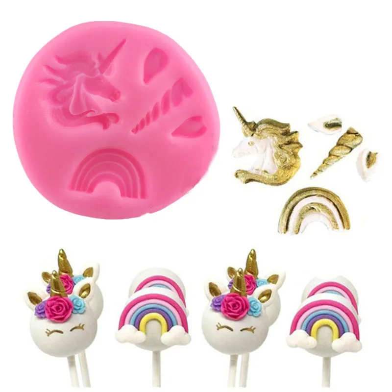 Unicorn Rainbow Molds DIY Silicone Soap Clay Liquid Mold Fondant Cake Decor For Chocolate Cookie Sugar Mould Baking Tool | Дом и сад